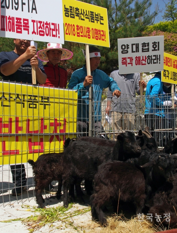 전국염소비상대책위원회는 지난 10일 세종시 농림축산식품부 앞에서 염소반납투쟁을 전개했다.
