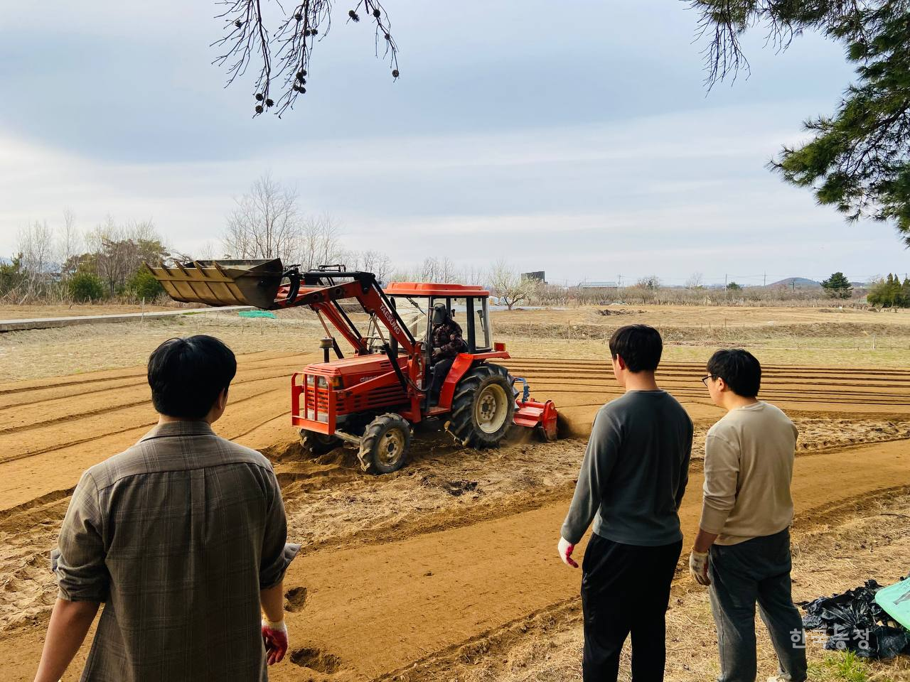 강원지역 대학생 연합 농사동아리 ‘농사직썰’ 회원들이 텃밭 농사를 위해 밭을 고르고 있다.